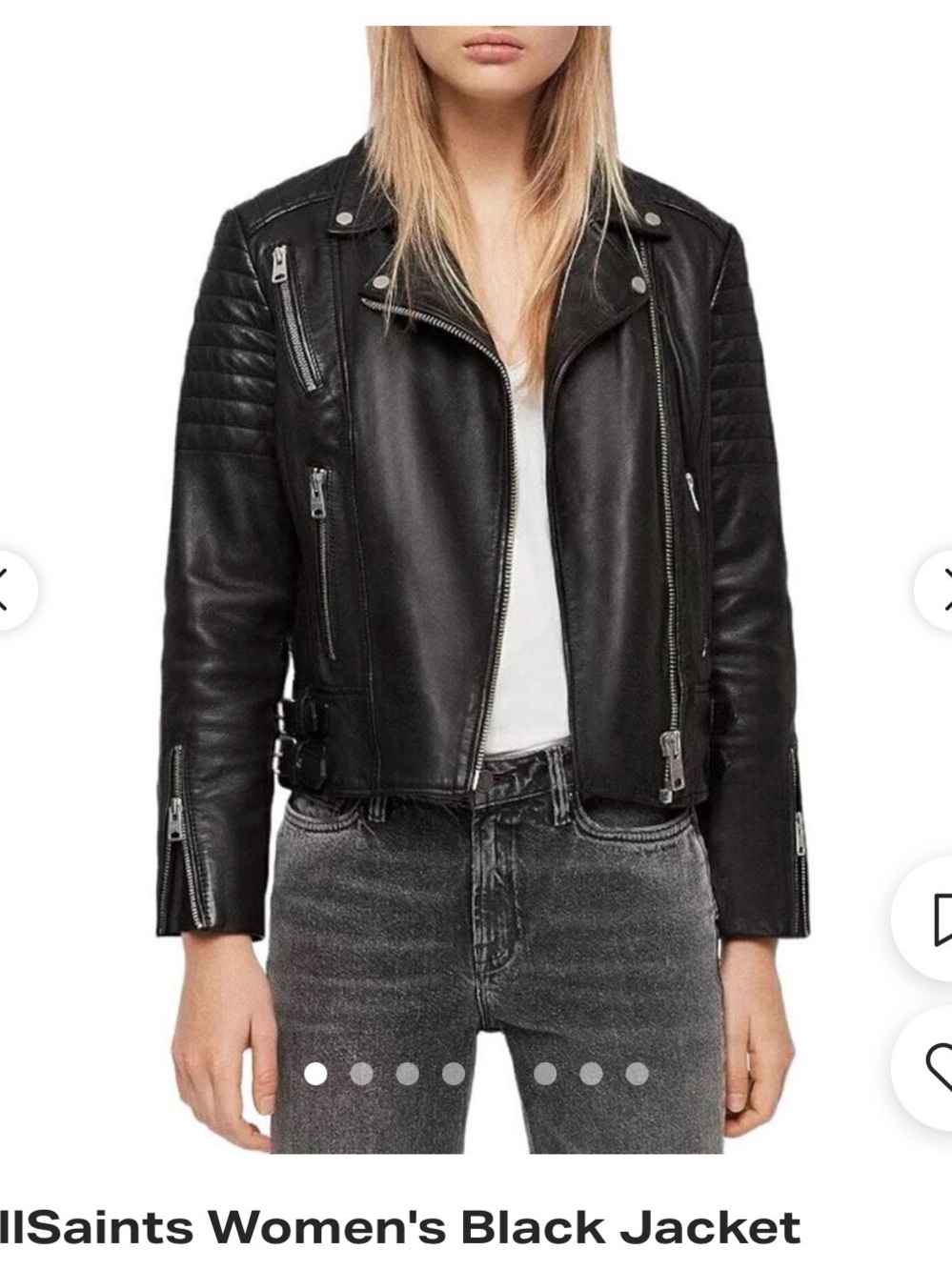 AllSaints Black Quilted Leather Moto Jacket - Picture 2 of 7